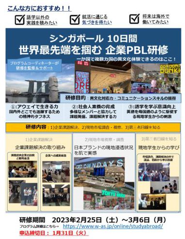 シンガポール 10日間世界最先端を掴む 企業PBL研修②